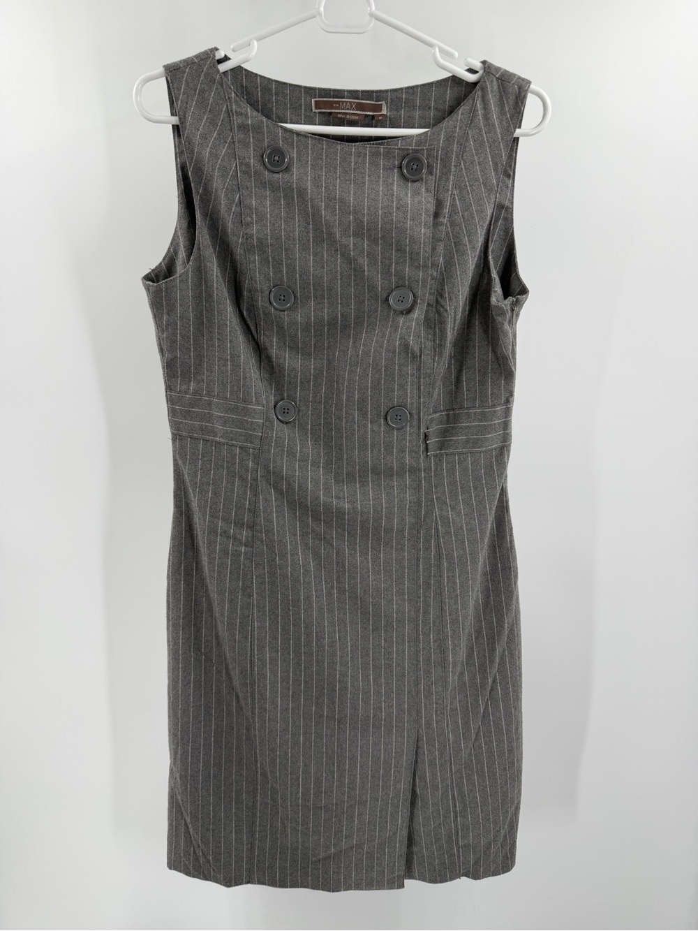 To The‎ Max Gray White Pinstripe Shift Dress Workwear Office Size Medium New